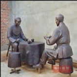铸铜喝茶人物雕塑